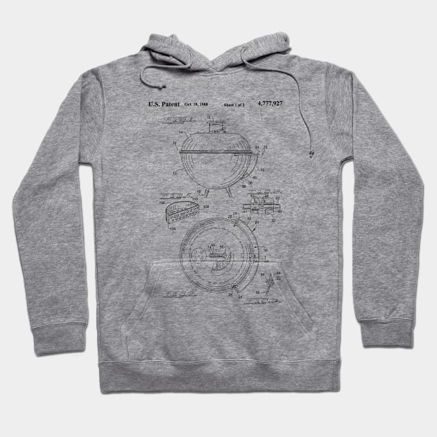 Weber Kettle Grill Patent Drawing Poster Hoodie by Pitmaster Rob